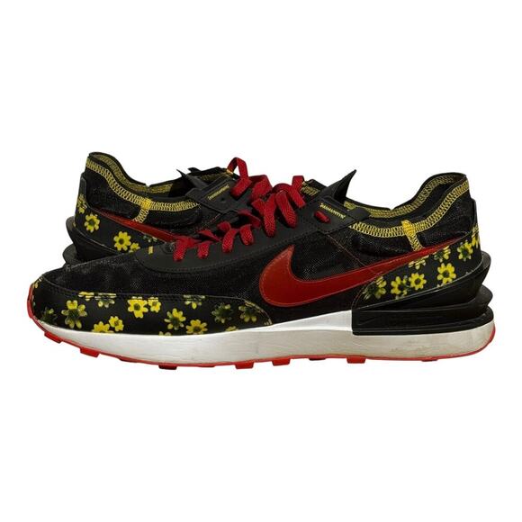 Nike Waffle One Floral Black Red Yellow Sneakers Men's 15 DQ7676-001 Running - Picture 6 of 8
